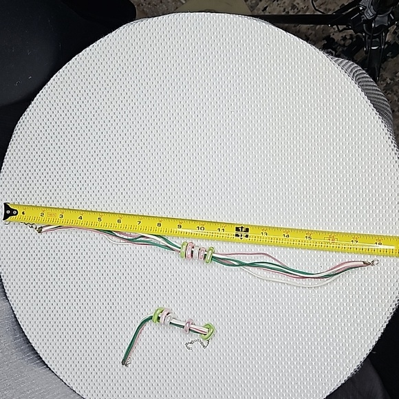 CHUNKY NECKLACE & BRACLET SET IN PINK. GREEN AND WHITE Ceramic - Picture 6 of 8